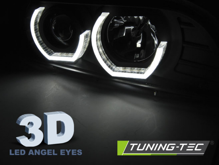 LED 3D Angel Eyes Scheinwerfer für BMW 5er E39 95-03 schwarz